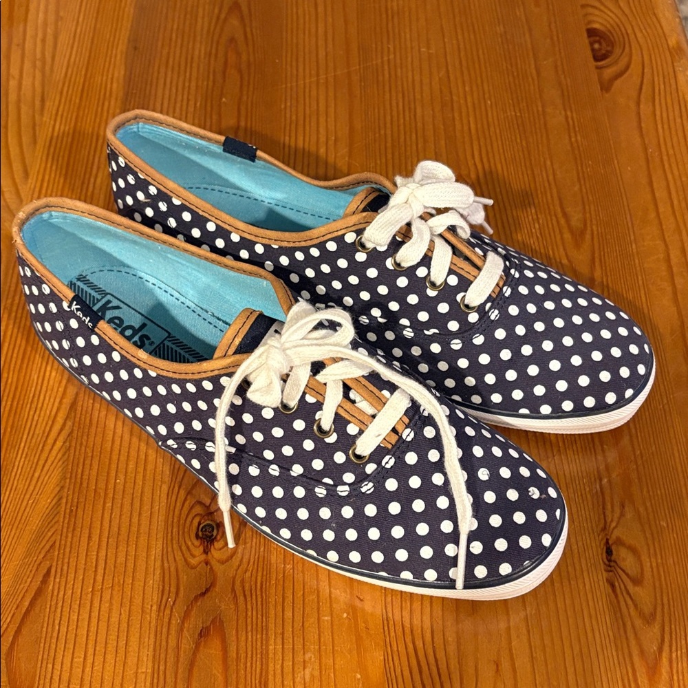 Keds Navy and White Polka Dot Shoes